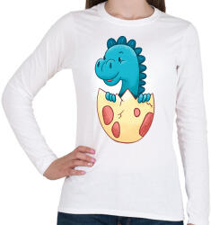 printfashion Bébi dínó - Női hosszú ujjú póló - Fehér (6257978)