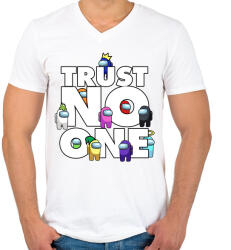 printfashion Trust NO one! - Férfi V-nyakú póló - Fehér (4612726)