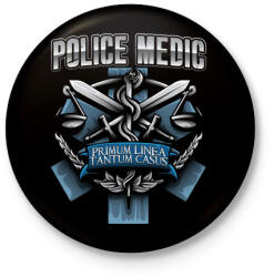 printfashion Police Medic - Kitűző, hűtőmágnes - Fekete (3094420)