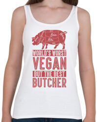 printfashion Rossz vegán - Jó hentes - Női atléta - Fehér (9388241)