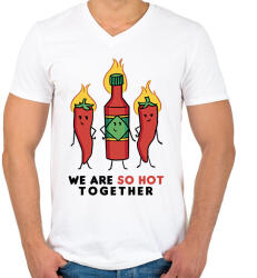 printfashion Csípős szerelem - Férfi V-nyakú póló - Fehér (15676333)