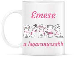 printfashion Aranyos cicás minta - Névvel - Bögre - Fehér (6241431)