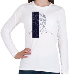 printfashion Brad Pitt - Vonalas - Női hosszú ujjú póló - Fehér (7296200)