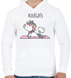 printfashion Unikornis jóga - Férfi kapucnis pulóver - Fehér (1259702)