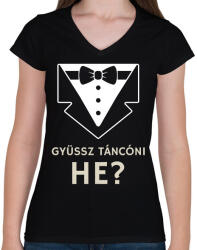 printfashion Jössz táncolni? - Női V-nyakú póló - Fekete (10455715)