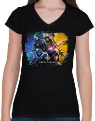 printfashion Predecessor game - Női V-nyakú póló - Fekete (16130230)