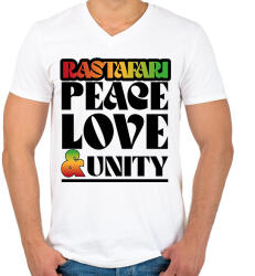 printfashion Rastafari - Férfi V-nyakú póló - Fehér (7659417)