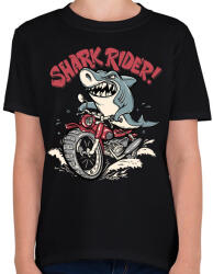 printfashion Motoros cápa - Gyerek póló - Fekete (4744839)