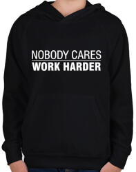 printfashion Work harder - Gyerek kapucnis pulóver - Fekete (5184311)