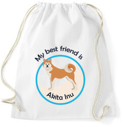 printfashion My best friend - Akita Inu - Sportzsák, Tornazsák - Fehér (6296769)