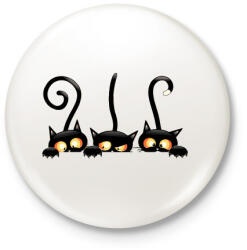 printfashion Macskák - Kitűző, hűtőmágnes - Fehér (3081980)