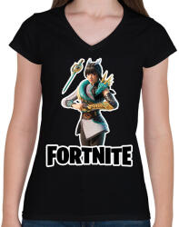 printfashion Guardian Lin - fortnite - Női V-nyakú póló - Fekete (15732363)