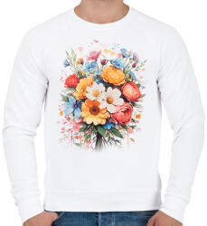printfashion Virágok - Férfi pulóver - Fehér (14932224)