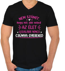 printfashion Mit dob az élet - Férfi V-nyakú póló - Fekete (16032565)