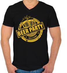 printfashion BEER PARTY - Férfi V-nyakú póló - Fekete (1106085)