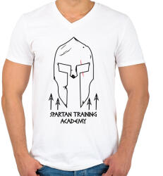 printfashion Spártai akadémia - Férfi V-nyakú póló - Fehér (1237801)