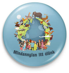 printfashion Mindannyian itt élünk - Kitűző, hűtőmágnes - Világoskék (14501014)