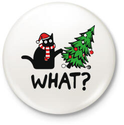 printfashion What? - Karácsonyos macska - Kitűző, hűtőmágnes - Fehér (14923549)