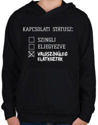printfashion Kapcsolati státusz: Elátkozott - Gyerek kapucnis pulóver - Fekete (7282402)