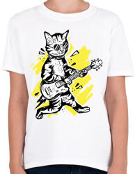 printfashion Cica gitárral - Gyerek póló - Fehér (13322345)