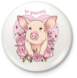 printfashion Be yourself pig - Kitűző, hűtőmágnes - Fehér (14715623)