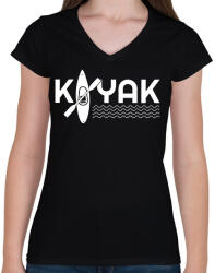 printfashion Kayaker - Női V-nyakú póló - Fekete (15917295)