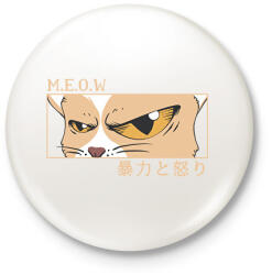 printfashion Anime cica - Kitűző, hűtőmágnes - Fehér (8464605)