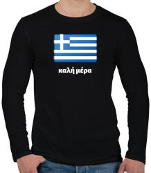 printfashion Jó napot Görögül - Férfi hosszú ujjú póló - Fekete (10742086)