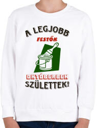 printfashion Festő szülinap színes - Gyerek pulóver - Fehér (5476629)