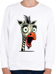 printfashion Csodálkozó zebra - Gyerek pulóver - Fehér (13181978)
