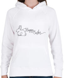 printfashion Happy Easter - Vonalas - Női kapucnis pulóver - Fehér (6333690)