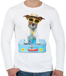 printfashion Jack Russel póló - Férfi hosszú ujjú póló - Fehér (1008749)