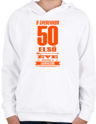 printfashion Az első 50 év! - Gyerek kapucnis pulóver - Fehér (1924713)