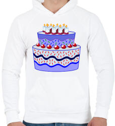 printfashion Születésnapi torta - Férfi kapucnis pulóver - Fehér (10696249)