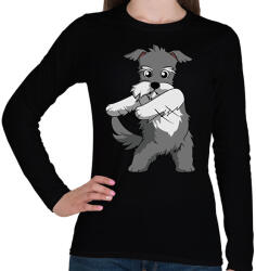 printfashion Schnauzer floss dance - Női hosszú ujjú póló - Fekete (1421954)
