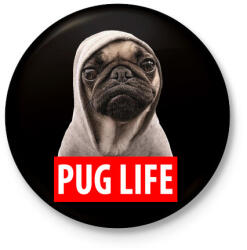 printfashion Pug Life - Kitűző, hűtőmágnes - Fekete (3101300)