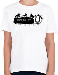 printfashion Horses are my life - Fekete-fehér - Gyerek póló - Fehér (6320417)