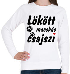 printfashion Lökött macskás csajszi - Női pulóver - Fehér (14588311)