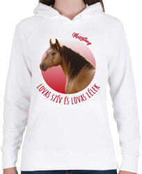 printfashion Lovas szív - Musztáng - Női kapucnis pulóver - Fehér (7188031)