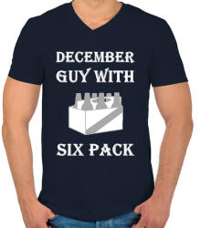 printfashion Decemberben született kockás hasú 2 - Férfi V-nyakú póló - Sötétkék (1274749)