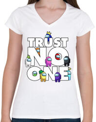printfashion Trust NO one! - Női V-nyakú póló - Fehér (4612867)