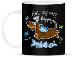 printfashion He's very happy Dachshund! - Bögre - Fekete (13434847)