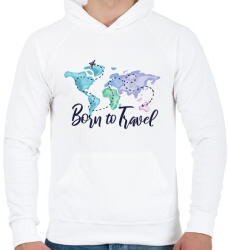 printfashion Born to travel - Férfi kapucnis pulóver - Fehér (6381447)