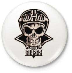 printfashion Motoros koponya - Kitűző, hűtőmágnes - Fehér (3073769)