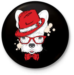 printfashion Elegant Bulldog - Kitűző, hűtőmágnes - Fekete (3096275)