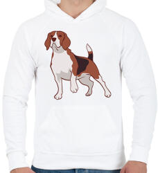printfashion Beagle - Férfi kapucnis pulóver - Fehér (6350771)