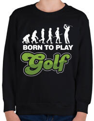 printfashion Golf evolúció - Gyerek pulóver - Fekete (1227614)