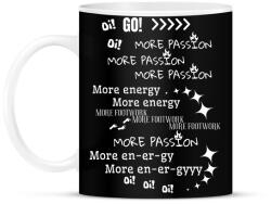 printfashion More passion, more energy, more footwork 2 - Bögre - Fekete (14720327)