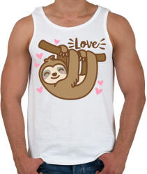 printfashion Szerelmes lajhár - Férfi atléta - Fehér (1199704)