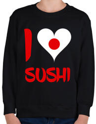 printfashion I love sushi - Gyerek pulóver - Fekete (1245369)